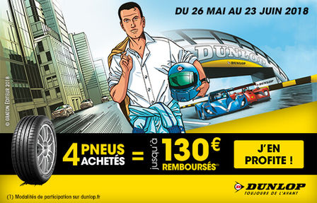 Promo pneumatiques Dunlop du 26 mai au 23 juin 2018