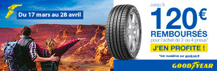120 € remboursés sur pneumatiques Dunlop avril 2018