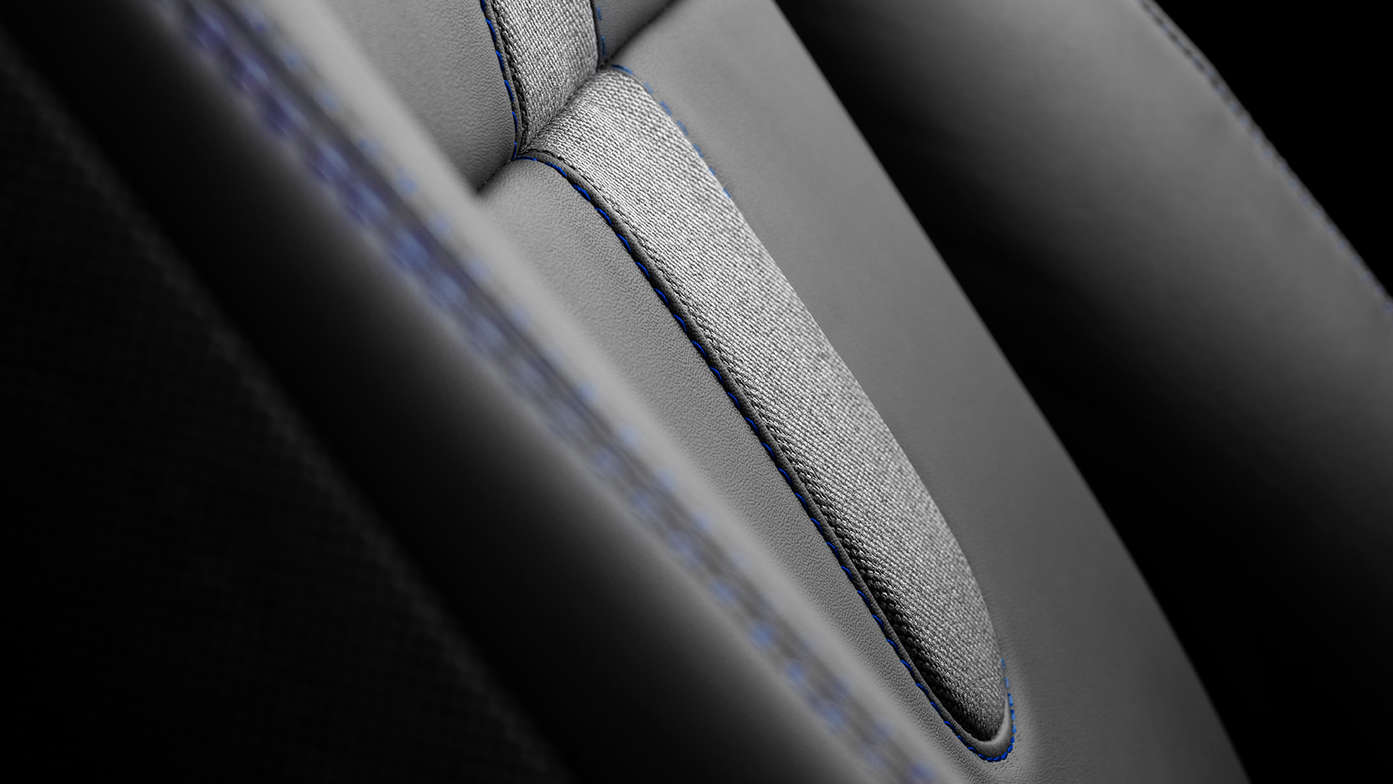 Vue du détail de la sellerie cuir Noir Midnight