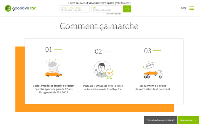capture d'&eacute;cran Goodbye car - enlever et valoriser votre &eacute;pave gratuitement